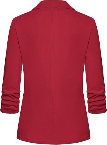 سترة نسائية من MINTILIMIT بأكمام مكشكشة 3/4 وطية صدر شال مفتوحة من الأمام سترات مكتب عمل غير رسمية سترة خفيفة الوزن مع جيوب in Kuwait