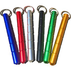 PDTXCLS JR JUN RONG Tactical Keychain Aluminum Short Stick Glass Personal Protection Emergency Tool 6 Packs Portable Keyring Suitable for Women and Men