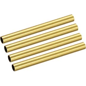 Brass Tube(9.5mm OD x 0.5mm Wall T x 100mm L) 4Pcs, Straight Tubing - for Home Furnishing, Machinery, DIY Handicraft