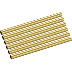 Brass Tube(6.5mm OD x 0.5mm Wall T x 100mm L) 6Pcs, Straight Tubing - for Home Furnishing, Machinery, DIY Handicraft