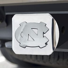 FANMATS 15052 North Carolina Tar Heels غطاء وصلة ربط معدنية كروم مع شعار معدني كروم ثلاثي الأبعاد