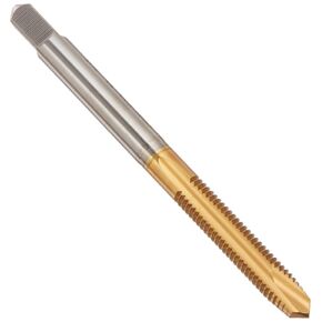 YG-1 J1 Series Vanadium Alloy HSS Spiral Pointed Tap, TiN Coated, Round Shank with Square End, Plug Chamfer, 6-32 Thread Size, H3 Tolerance