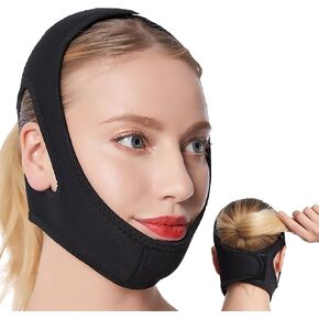 Anti Snoring Chin Strap，Chin Lipo Compression Garment，Post Surgical Chin Strap，Anti Snoring Devices Chin Strap for Men&Women(Black)