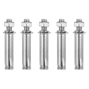 3/8" x 3" Hex Nut Sleeve Anchors - 5Pack - Good for Concrete Dry Brick Block Walls - 304 Stainless Steel - Silver