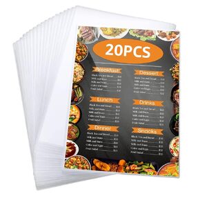 10 Pack Menu Covers 8.5 x 11 Inch 6 View 3 Page Transparent Restaurant Menu Covers, 3 Fold Menu Covers Double View American Style Menu Holders for Restaurants, Bars, Cafes, Food & Drink