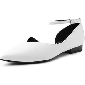 Arromic Flats for Women Dressy Pointed Toe Half D'Orsay Flat Shoes with Two-Way Wear Ankle Strap