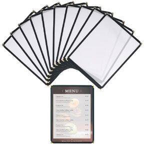8.5 x 11 Inch Menu Covers, 10 Pack 4 Page 8 View Menu Sleeves Clear View Menu Holder for Kitchen, Restaurant Supplies, Drink, Wine Menu