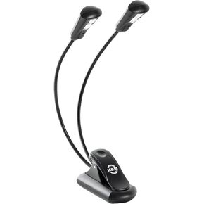 K&M Konig & Meyer Music Stand Light Double 2 LED FlexLight Rechargeable | Black Book Light with Adjustable Goosenecks | Rechargeable Piano Light with USB Charging Cable Included | 0.11kg