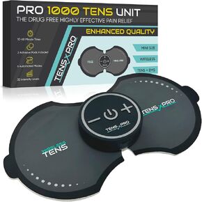Pro 1000 Wireless Tens Unit for Pain Relief - Mini Tens Massager Portable Electric Muscle Stimulator - Deep Tissue EMS Pain Management Device - Pulse Therapy for Back Shoulder Neck Leg Arm (2 Pads)