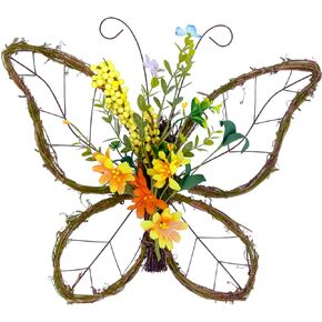 idyllic Butterfly Shaped Wreath with Pastel Berries and Floral Spring Artificial Wreaths for Front Door Decor