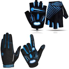 BIKINGMOREOK قفازات نصف اصبع للدراجات قفازات ركوب الدراجات MK121-زوج واحد (أزرق-متوسط) قفازات كاملة الأصابع للدراجات قفازات ركوب الدراجات MK122-زوج واحد -(أزرق-متوسط)