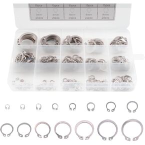 225 قطعة من حلقة المفاجئة الخارجية المصنوعة من الفولاذ المقاوم للصدأ 304، 15 مقاسًا مجموعة متنوعة من الحلقات الدائرية (8 مم - 25 مم) in Kuwait