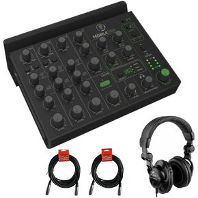 Mackie MobileMix 8-Channel Live Sound and Streaming Mixer Bundle with Polsen HPC-A30 Closed-Back Studio Monitor Headphones and 2x XLR- XLR Cable
