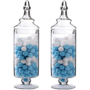 Glass Apothecary Jars Clear Elegant Decorative Buffet Jars Wedding Candy Organizer Storage Canisters Small Home Decor 2 Pcs