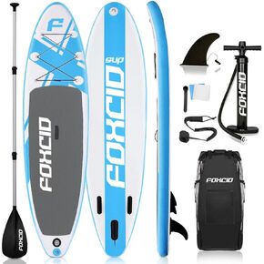 Inflatable Stand Up Paddle Board (6 Inches Thick) with Premium SUP Accessories & Carry Bag | Wide Stance, Bottom Fin for Paddling, Surf Control, Non-Slip Deck | Youth & Adult Standing Boat