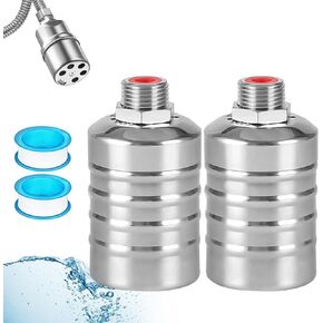 2 Pack Float Valve for Water Tank, 304 Stainless Steel Fully Automatic Water Level Control Float Valve, 1/2" Mini Floating Ball Valve Controller for Pool Water Tank (Upper Water Intake)