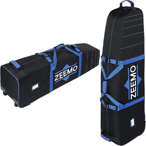 ZEEMO Golf Travel Bag for men, Mid-open Covers with Protective Panel for Golf Clubs, Golf Accessories, Soft-Sided, Travel Size, Airline Approved, Waterproof&Wheels, Black Oxford Case.