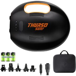 THURSO SURF 20PSI Rechargeable SUP Air Pump Digital Electric Paddle Board Pump 144W 4000mah Dual Stage Auto-Off Portable Inflation Deflation 12V DC Car Connector Battery Air Pump for Kayaks Boats