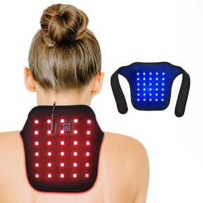UTK Blue & Red Light Therapy for Neck, 660&850nm Near Infrared Light Therapy Neck Wrap Belt for Joint Muscle Pain Relief, Red Light Therapy Device at Home Office,Pulse Mode for Deep Tissue