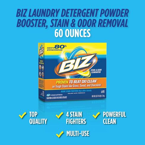 Biz Laundry Detergent Powder Booster, Stain & Odor Removal, 60 Ounces in Saudi Arabia