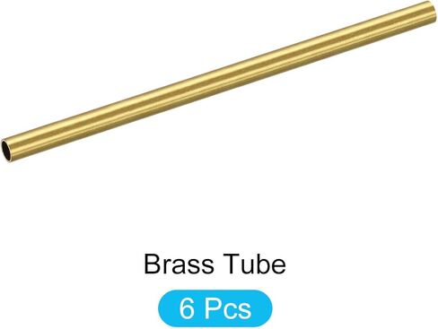 Brass Tube(5mm OD x 0.5mm Wall T x 100mm L) 6Pcs, Straight Tubing - for Home Furnishing, Machinery, DIY Handicraft in Saudi Arabia