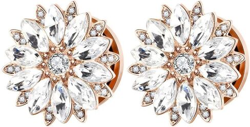 مقاييس الأنفاق من Lieson، مجموعة نفق من الفولاذ المقاوم للصدأ مكونة من قطعتين على شكل زهرة مع مقاييس أذن مكعبة من الزركونيا 00 جرام مجوهرات ثقب الأذن in Kuwait