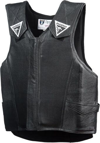 Phoenix Pro-Max Rodeo Vest - Leather Horse and Bull Riding Safety Gear - Riding Equipment with Impact Absorption Layer (Leather, Tall Medium) in Saudi Arabia