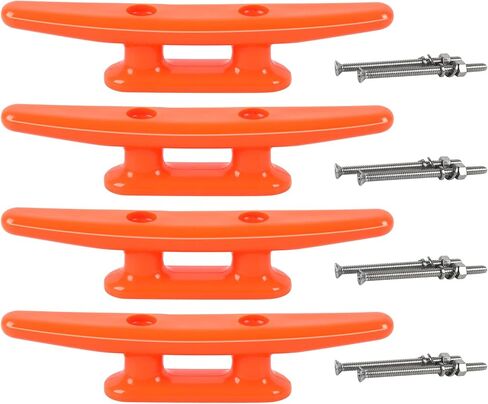 4 Inch/5 Inch/6 Inch/8 Inch Nylon Boat Cleat,4 Pack Dock Cleat with Hardware, Boat Dock Cleats Rope Cleat for Marine, Boats,Kayak,Canoe,Deck,Nautical Décor,Home Decor (Black/White/Orange) in Saudi Arabia