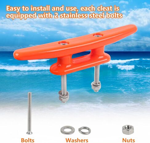 4 Inch/5 Inch/6 Inch/8 Inch Nylon Boat Cleat,4 Pack Dock Cleat with Hardware, Boat Dock Cleats Rope Cleat for Marine, Boats,Kayak,Canoe,Deck,Nautical Décor,Home Decor (Black/White/Orange) in Saudi Arabia