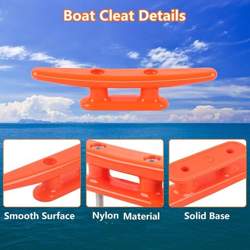 4 Inch/5 Inch/6 Inch/8 Inch Nylon Boat Cleat,4 Pack Dock Cleat with Hardware, Boat Dock Cleats Rope Cleat for Marine, Boats,Kayak,Canoe,Deck,Nautical Décor,Home Decor (Black/White/Orange) in Saudi Arabia