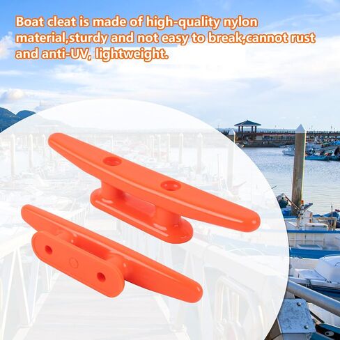 4 Inch/5 Inch/6 Inch/8 Inch Nylon Boat Cleat,4 Pack Dock Cleat with Hardware, Boat Dock Cleats Rope Cleat for Marine, Boats,Kayak,Canoe,Deck,Nautical Décor,Home Decor (Black/White/Orange) in Saudi Arabia