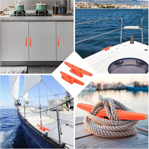 4 Inch/5 Inch/6 Inch/8 Inch Nylon Boat Cleat,4 Pack Dock Cleat with Hardware, Boat Dock Cleats Rope Cleat for Marine, Boats,Kayak,Canoe,Deck,Nautical Décor,Home Decor (Black/White/Orange) in Saudi Arabia