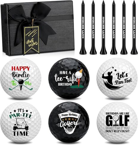 6 Pcs Happy Birthday Golf Balls Set with Golf Tees Birthday Novelty Golfer Gift for Dad Husband Coworkers Golfers Golf Lovers in Saudi Arabia