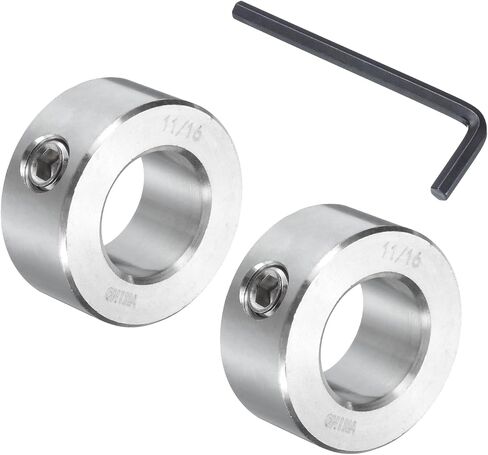 uxcell 2 Pcs Set Screw Shaft Collar 11/16"Bore, 304 Stainless Steel Shaft Collars, 1"OD, 7/16"Thickness, Axle Collar Clamp with a Hex Wrench in Saudi Arabia