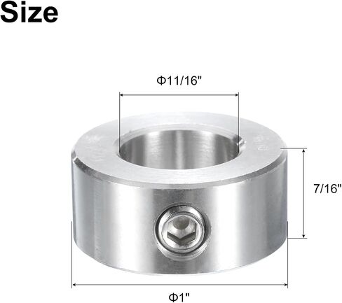 uxcell 2 Pcs Set Screw Shaft Collar 11/16"Bore, 304 Stainless Steel Shaft Collars, 1"OD, 7/16"Thickness, Axle Collar Clamp with a Hex Wrench in Saudi Arabia