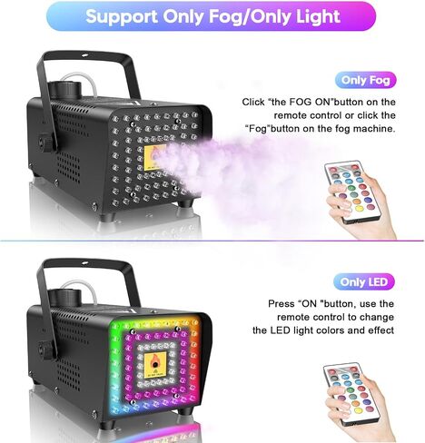 Fansteck Fog Machine, Smoke Machine with 72 LED Lights Effect, 500W and 2000CFM Fog with Wireless Remote Control, Perfect for Indoor Outdoor Wedding, Halloween, Party and Stage Effect in Saudi Arabia