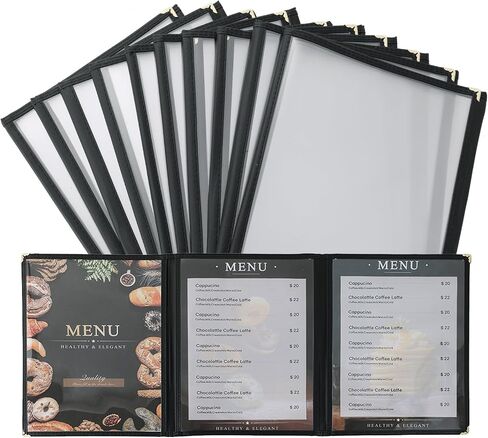 8.5 x 11 Inch Menu Covers, 10 Pack 4 Page 8 View Menu Sleeves Clear View Menu Holder for Kitchen, Restaurant Supplies, Drink, Wine Menu in Kuwait