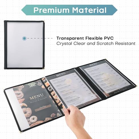 8.5 x 11 Inch Menu Covers, 10 Pack 4 Page 8 View Menu Sleeves Clear View Menu Holder for Kitchen, Restaurant Supplies, Drink, Wine Menu in Kuwait