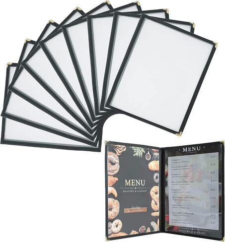 8.5 x 11 Inch Menu Covers, 10 Pack 4 Page 8 View Menu Sleeves Clear View Menu Holder for Kitchen, Restaurant Supplies, Drink, Wine Menu in Kuwait