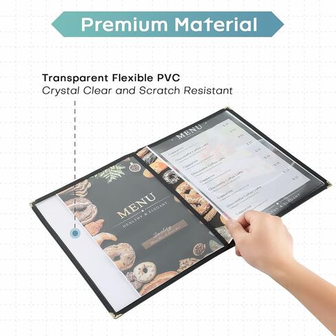 8.5 x 11 Inch Menu Covers, 10 Pack 4 Page 8 View Menu Sleeves Clear View Menu Holder for Kitchen, Restaurant Supplies, Drink, Wine Menu in Kuwait