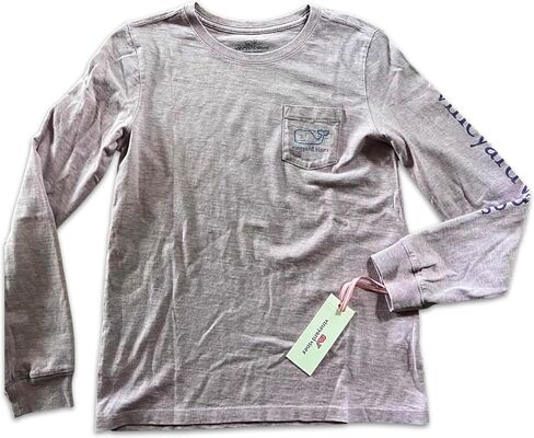 تي شيرت جيب للفتيات من Vineyard Vines بأكمام طويلة على شكل حوت عتيق منقط in Kuwait