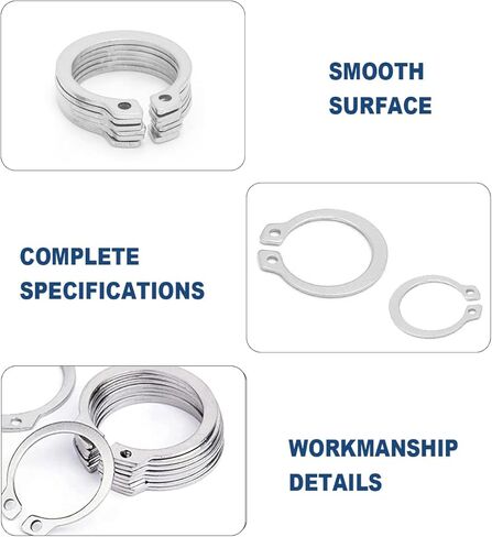 225 قطعة من حلقة المفاجئة الخارجية المصنوعة من الفولاذ المقاوم للصدأ 304، 15 مقاسًا مجموعة متنوعة من الحلقات الدائرية (8 مم - 25 مم) in Kuwait