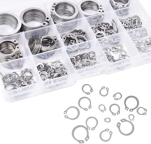 225 قطعة من حلقة المفاجئة الخارجية المصنوعة من الفولاذ المقاوم للصدأ 304، 15 مقاسًا مجموعة متنوعة من الحلقات الدائرية (8 مم - 25 مم) in Kuwait