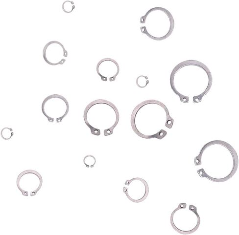 225 قطعة من حلقة المفاجئة الخارجية المصنوعة من الفولاذ المقاوم للصدأ 304، 15 مقاسًا مجموعة متنوعة من الحلقات الدائرية (8 مم - 25 مم) in Kuwait