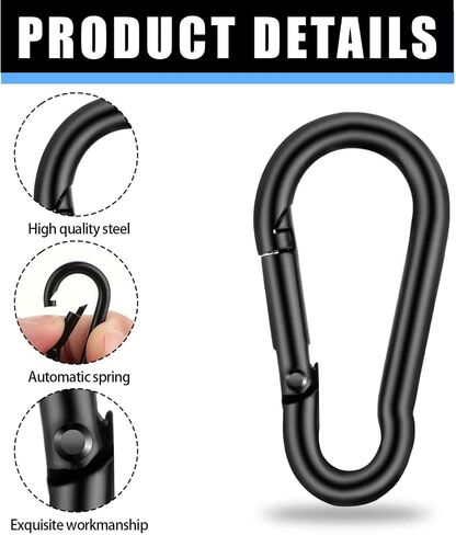 12 Pcs Small Carabiner Clip Heavy Duty Snap Carabiners Spring Clips 1.57 Inch Metal Clips Stainless Steel Snap Hooks Quick Link Hooks Locking Carribenares for Keychain Hiking Camping Fishing Supplies in Saudi Arabia