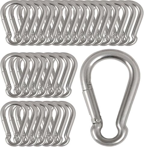 3Inch Safety Spring Snap Hook, Ailengy 30Pcs 5/16I Galvanized Steel Quick Link Carabiner Clip Hooks(M8), Heavy Duty Steel Clip Buckle for Camping Hiking, Hiking Boating, Fishing, and Traveling in Saudi Arabia