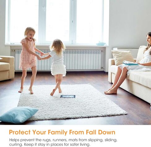 AIEVE شريط سجاد بمقبض مزدوج الجوانب، وسادات سجاد غير قابلة للانزلاق للأرضيات الصلبة وسجاد المنطقة (3.9 بوصة × 1.75 ياردة) in Kuwait