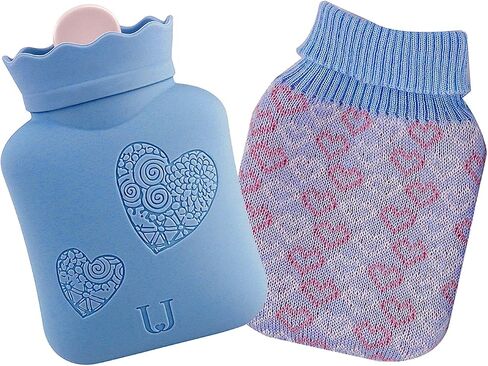 Hot Water Bottle with Cover, HEYPORK Silicone Hot Water Bag for Pain Relief, Cramps, Back, Neck, Feet, Menstrual Cramps (Short, Gray) in Saudi Arabia