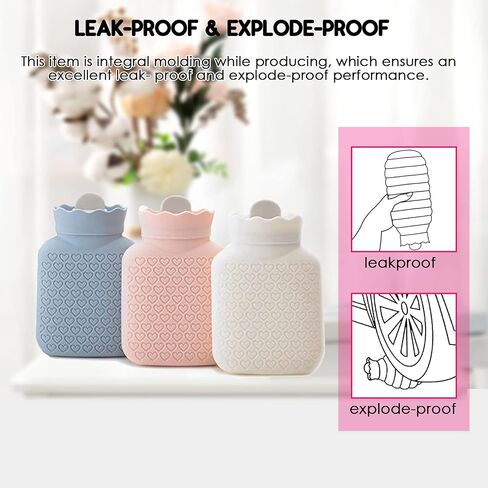 Hot Water Bottle with Cover, HEYPORK Silicone Hot Water Bag for Pain Relief, Cramps, Back, Neck, Feet, Menstrual Cramps (Short, Gray) in Saudi Arabia