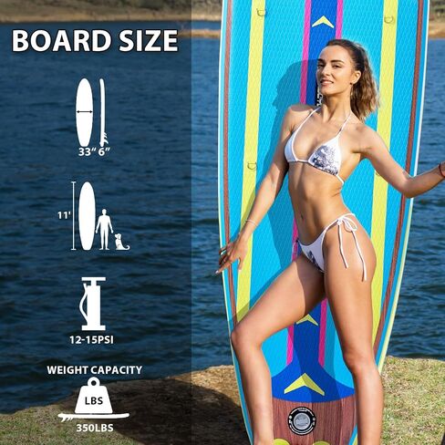 Inflatable Stand Up Paddle Board 11' × 33" × 6", Yoga Board with Durable SUP Accessories for Adults & Youth, Versatile Paddle Board in Saudi Arabia